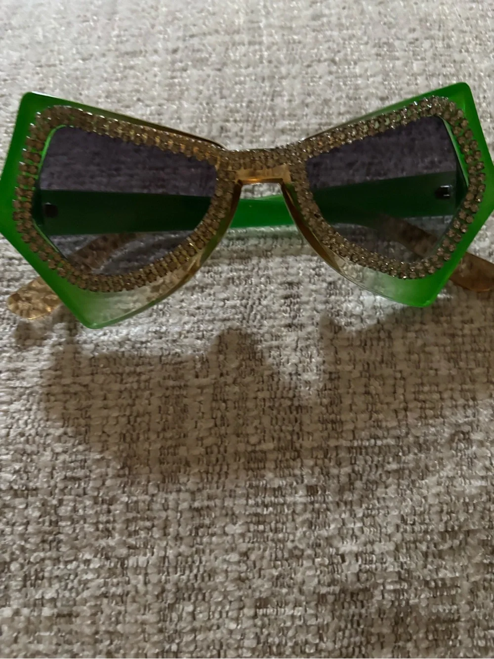 Green Crystal-Embellished Cat-Eye Sunglasses - Women Accessories